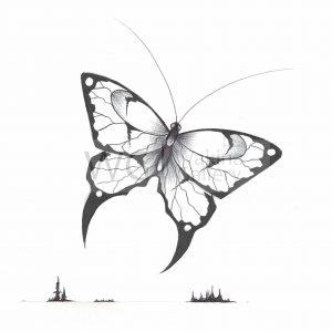 Butterfly by Bill Roy ink on paper  8.5″x 11″