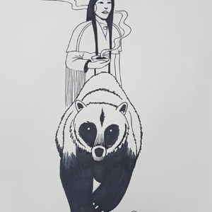 Sister Bear by Bill Roy original illustration ink on paper  8.5″x 11″