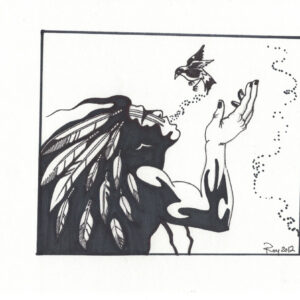 “Wind Whisper” by Bill Roy original illustration ink on paper  8.5″x 11″