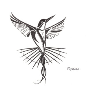 “Hummingbird” by Bill Roy original illustration ink on paper  8.5″x 11″