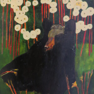 “Bear in the Willows” by Linus Woods acrylic on canvas 24″x 18″ – SOLD