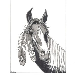“Horse” by Bill Roy original illustration ink on paper  8.5″x 11″