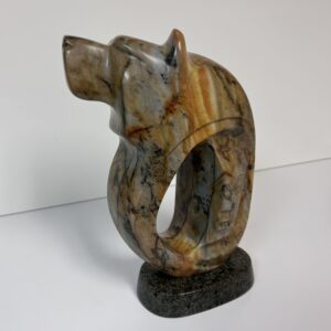 “Bear’s Spirit” original soapstone carving by Leo Arcand – SOLD