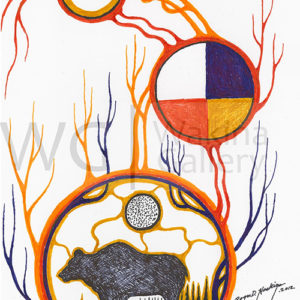 Yellow Circles Series 2 by Roger Noskiye ink  8.5″x 11″