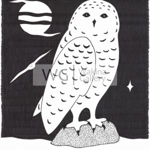 Snowy Night Owl by Christopher Chambaud felt-tip on paperboard  8.5″x 11″