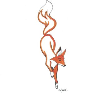 “Foxy” by Bill Roy original illustration ink on paper  8.5″x 11″