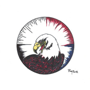 “Eagle” by Bill Roy original illustration ink on paper  8.5″x 11″