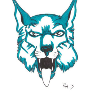 “Lynx” by Bill Roy original illustration ink on paper  8.5″x 11″