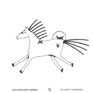 “The Spirit Rider” original illustration by Christopher Chambaud felt-tip on paperboard  8.5″x 11″