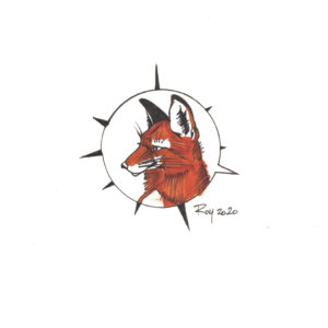 “Fox” by Bill Roy original illustration ink on paper  8.5″x 11″