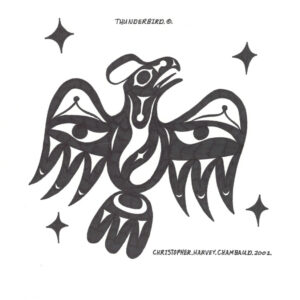 “Thunderbird” original illustration by Christopher Chambaud felt-tip on paperboard  8.5″x 11″