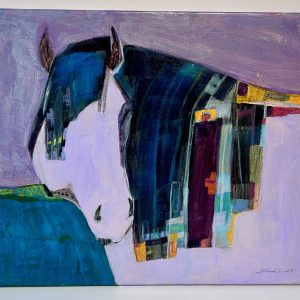 “Purple Horse” by Linus Woods acrylic on canvas 18″x 14″ stretched on Wood Frame