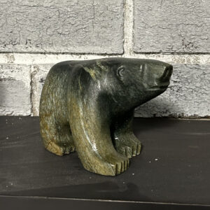 “Dark Polar Bear” original soapstone carving by Anthony Antoine – SOLD