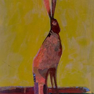 “Rabbit” by Linus Woods acrylic on canvas 8″x 10″ stretched on wood frame