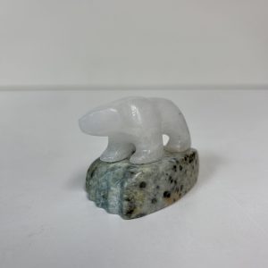 “Polar Bear on the Paw Print” original soapstone and alabaster carving by Anthony Antoine