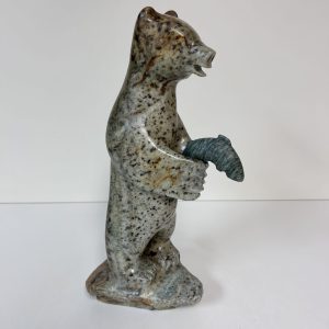 “First Catch of the Day” original soapstone carving by Anthony Antoine – 13″ tall