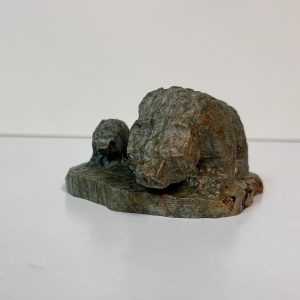 “Patient Wait” original soapstone Grizzly Bear and Cub carving by Anthony Antoine