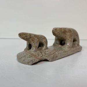 “Someday the Young will Lead” original soapstone Polar Bear and Cub carving by Anthony Antoine