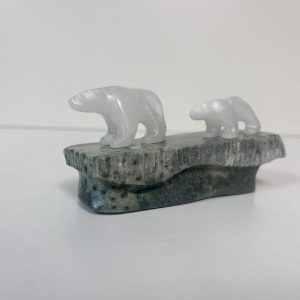 “2 White Bears” original alabaster soapstone carving by Anthony Antoine