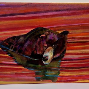 “Emerging at Sunset” by Linus Woods acrylic on canvas 16″x 12″ stretched on Wood Frame