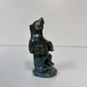 “Dancing Polar Bear” original soapstone carving by Anthony Antoine – 4.5″ tall dancing polar bear