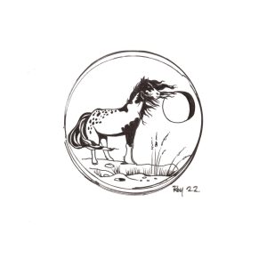 “Horse” by Bill Roy ink on paper  8.5″x 11″