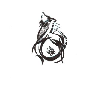 “Tribal Wolf” by Bill Roy ink on paper  8.5″x 11″