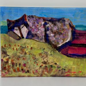 “ANZAC Wolf Grabbing some Zees” by Linus Woods acrylic on canvas 8″x 10″ stretched on wood frame