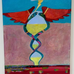 “Dance of the Snakes” by Linus Woods acrylic on canvas 11″x 14″ stretched on wood frame