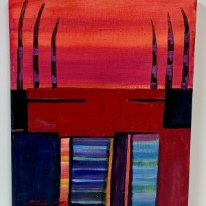 “Deer Clan” by Linus Woods acrylic on canvas 8″x 10″ stretched on wood frame