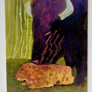 “Nursing the Young” by Linus Woods acrylic on canvas art board 12″x 9″ – framing options