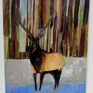 “Elk” by Linus Woods acrylic on 8″x 10″ canvas art board – unframed