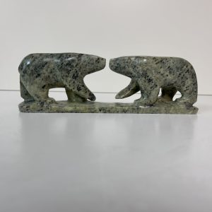 "Sharing the Ice" original soapstone carving by Anthony Antoine - 2 bears