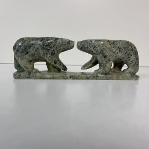 “Sharing the Ice” original soapstone carving by Anthony Antoine – 2 bears