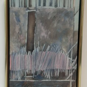 “Personal Healing, They Couldn’t Find me for Seven Years” by Linus Woods acrylic on canvas 15″x 11″ Framed – 1990