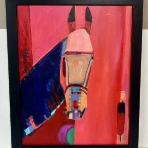 “Pink Horse” by Linus Woods acrylic on canvas 20″x 16″ stretched on Wood Frame, framing options