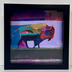 “Space Bison” by Linus Woods – 9×9 framed