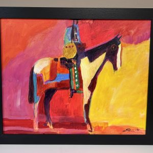 “Hay Day Red Cloud” by Linus Woods acrylic on canvas 20″x 16″ stretched on Wood Frame, framing options