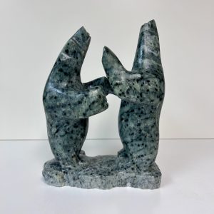 "Look Up - Dancing Bears" original soapstone carving by Anthony Antoine - 11.5" tall